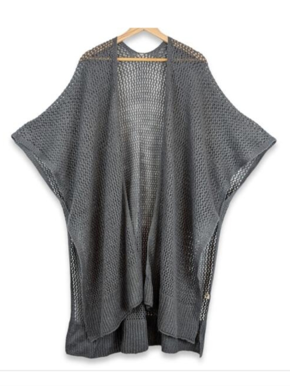 Macchia Di Ruggine Loose Knit Wrap Gray Lightweight‎ Sweater Cover-up